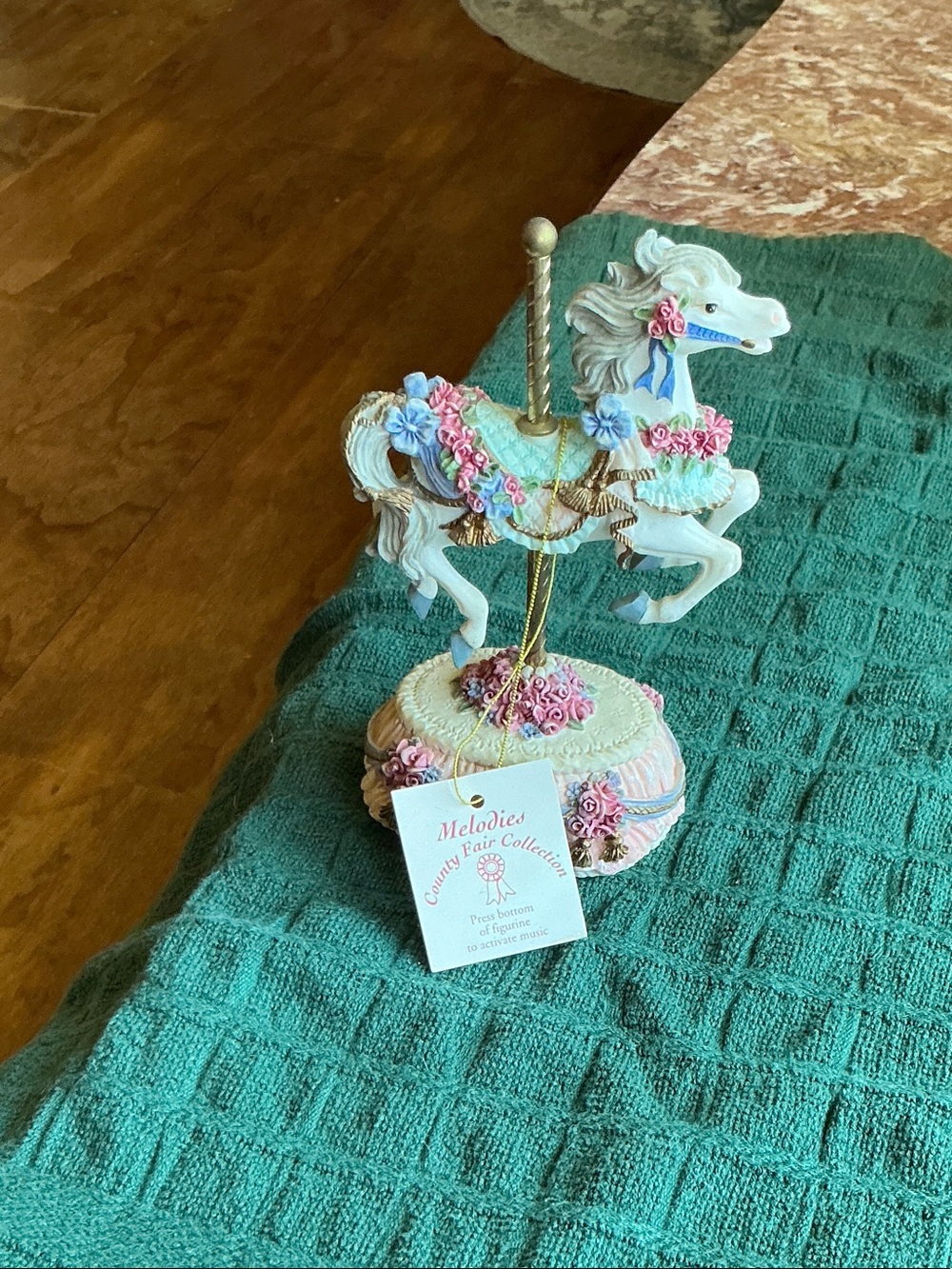 Melodies Carousel Horse Music Box - White and Pastel Pink ,plays Yesterday